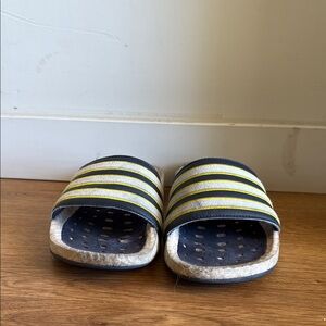 Adidas Blue and Yellow Slides